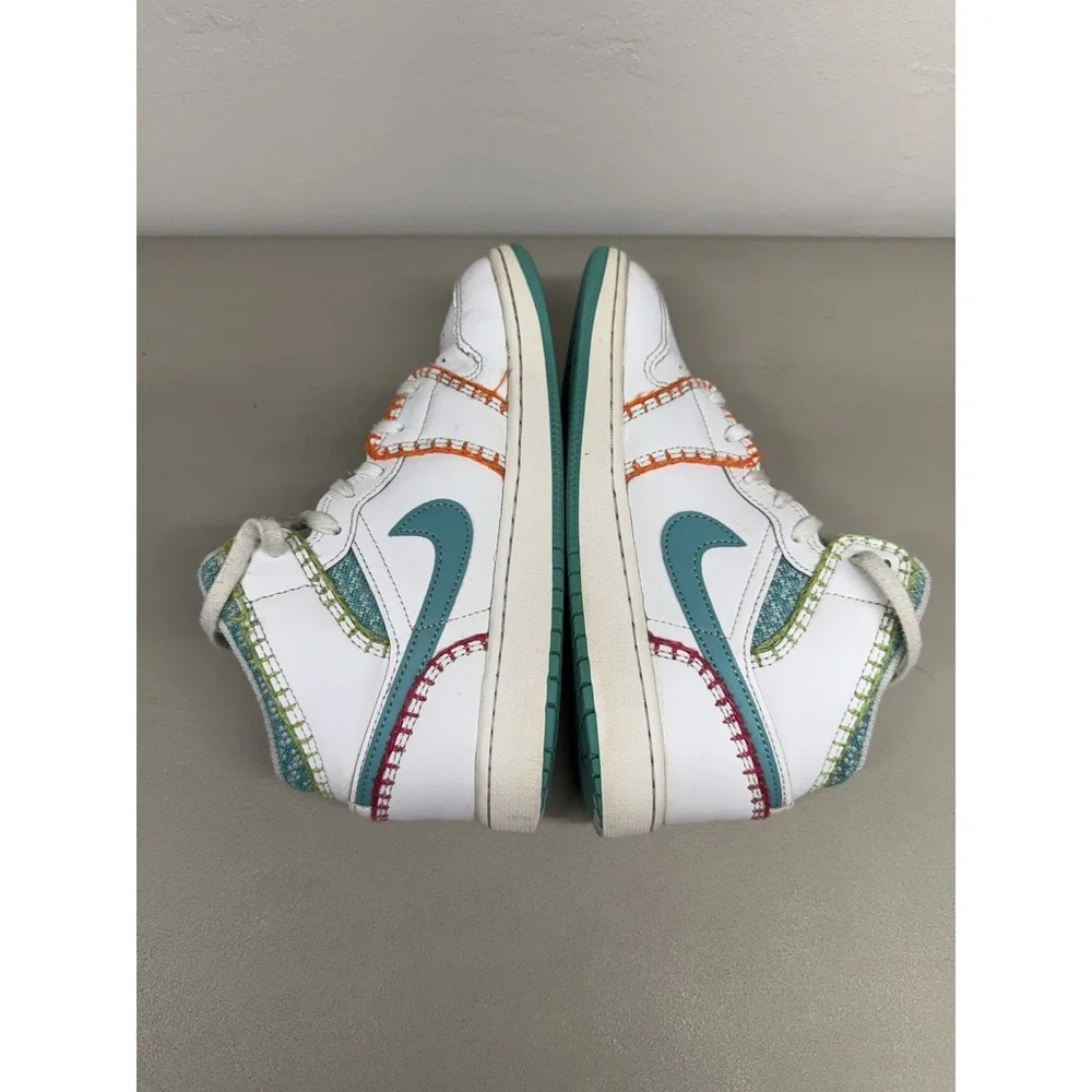 Nike Air Jordan 1 Mid SE GS Size 4.5Y Women's Size 6 White Teal Retro
